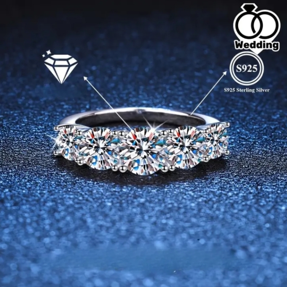 3.6Ct Cubic Zirconia Silver Stainless Steel Ring Women's Lined Ring - Picture 4 of 8